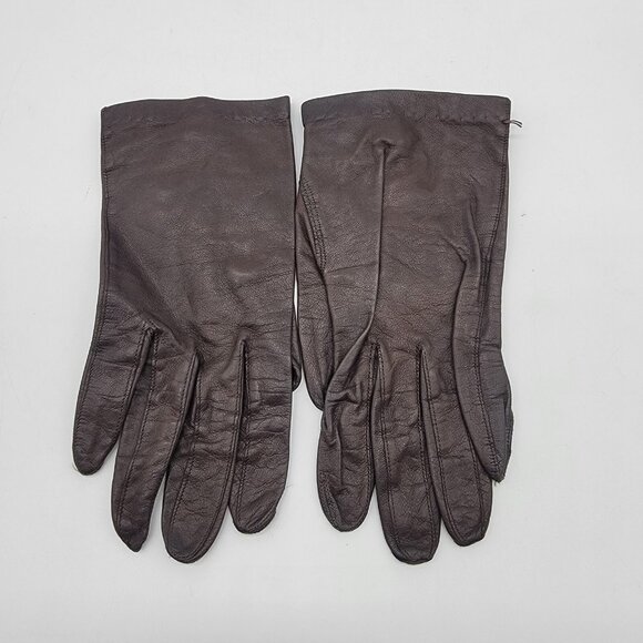 Vintage Alexette Bacmo Leather Gloves Size 6.5 Super Soft‎ Brown Button Close - Picture 3 of 7